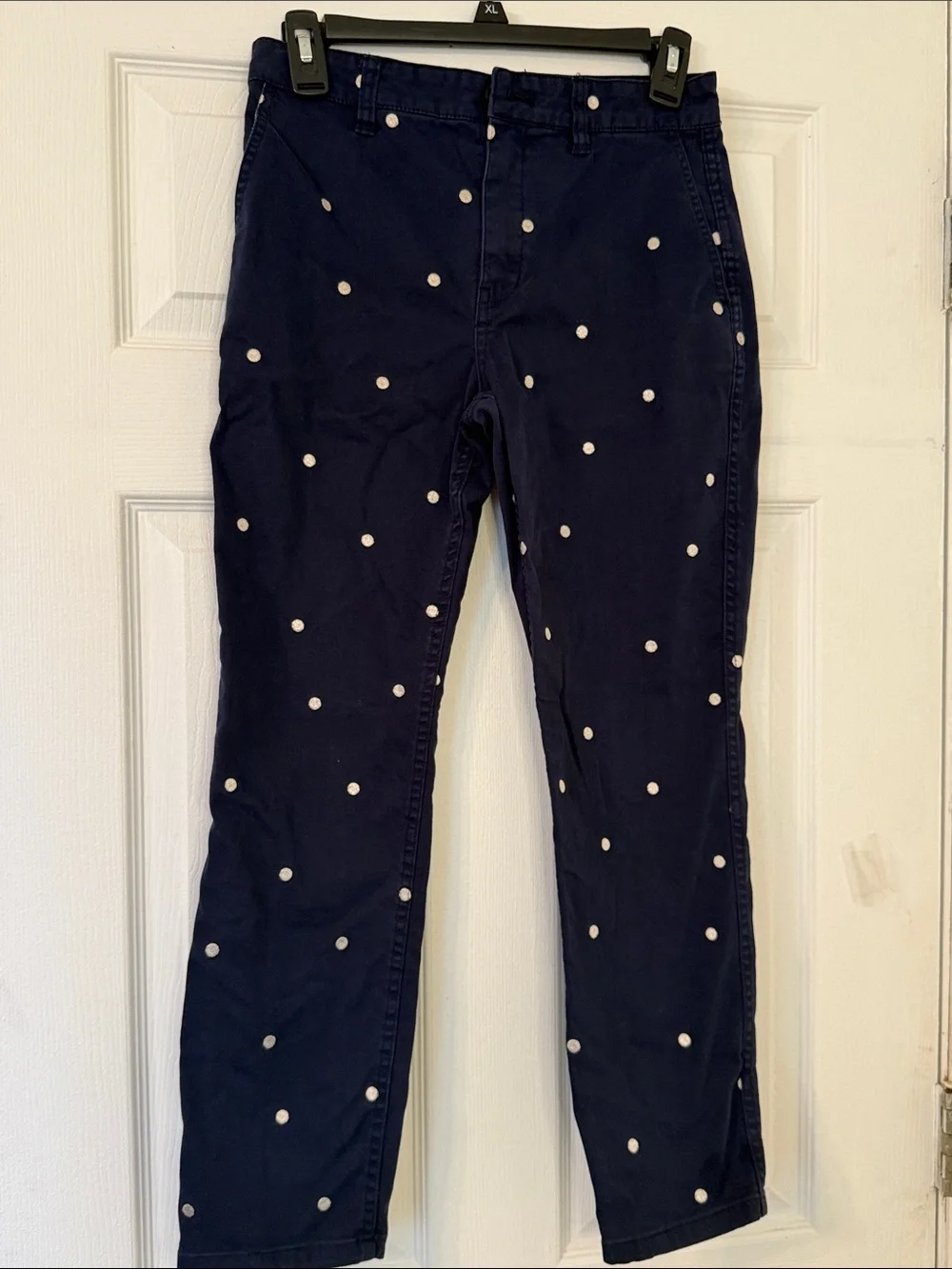 J.Crew Vintage Straight Navy Polka Dot Stretch Chino Pants Size 26 Cropped